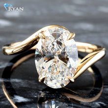 Load image into Gallery viewer, 3.01ct Oval Solitaire with High Polished Wave Shaped Ring