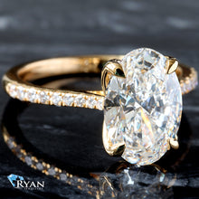 Load image into Gallery viewer, 3.18ctw Oval Solitaire with Floral Basket and Pave Diamond Shoulders