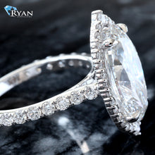 Load image into Gallery viewer, 5.97ctw Old European Moval Cut Solitaire with Halo and Pave Diamond Shoulders