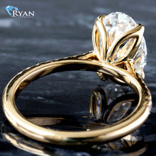 Load image into Gallery viewer, 3.18ctw Oval Solitaire with Floral Basket and Pave Diamond Shoulders