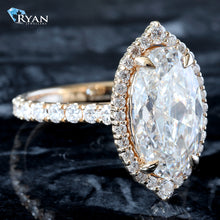 Load image into Gallery viewer, 4.93ctw Old European Moval Cut Solitaire with Halo and Pave Diamond Shoulders