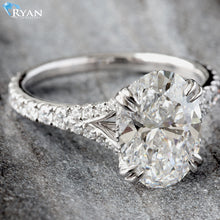 Load image into Gallery viewer, 2.61ctw Oval Solitaire Slightly Split Diamond Pave Shoulders