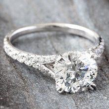 Load image into Gallery viewer, 3.31ctw Brilliant Cut Solitaire Slightly Split Diamond Pave Shoulders