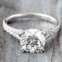 Load image into Gallery viewer, 3.31ctw Brilliant Cut Solitaire Slightly Split Diamond Pave Shoulders