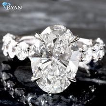 Load image into Gallery viewer, 7.31ctw BIG Oval Solitaire with Oval Diamond Shoulders & Basket