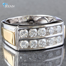Load image into Gallery viewer, 1.50CTW LAB Grown Two Row 2 Tone Men's Channel Set Band