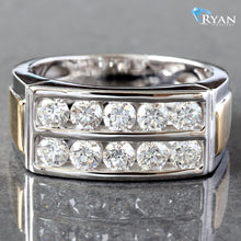 Load image into Gallery viewer, 1.50CTW LAB Grown Two Row 2 Tone Men's Channel Set Band