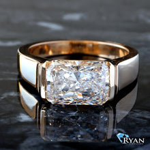 Load image into Gallery viewer, 3.05ct East to West Half Bezel Set Tapered Band