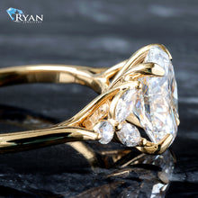 Load image into Gallery viewer, 2.81ctw Oval Solitaire with Marquise and Round Diamonds Floral Design Shoulders