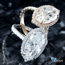 Load image into Gallery viewer, 4.93ctw Old European Moval Cut Solitaire with Halo and Pave Diamond Shoulders