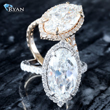 Load image into Gallery viewer, 5.97ctw Old European Moval Cut Solitaire with Halo and Pave Diamond Shoulders