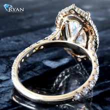 Load image into Gallery viewer, 4.93ctw Old European Moval Cut Solitaire with Halo and Pave Diamond Shoulders