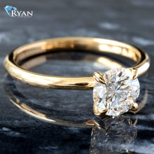 Load image into Gallery viewer, 1.03ct Round Solitaire Diamond with High Polished Shoulders Ring