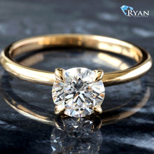 Load image into Gallery viewer, 1.03ct Round Solitaire Diamond with High Polished Shoulders Ring