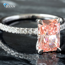 Load image into Gallery viewer, 2.25ctw Pink Radiant Cut Lab Grown Diamond Ring 14K White Gold