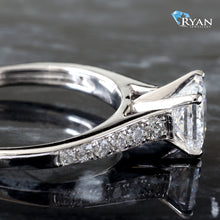 Load image into Gallery viewer, 1.25CTW Princess Solitaire with Round Graduating Channel Shoulders Ring
