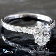 Load image into Gallery viewer, 1.25CTW Classic Oval Solitaire with Diamond Shoulders Ring