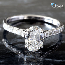 Load image into Gallery viewer, 1.25CTW Classic Oval Solitaire with Diamond Shoulders Ring