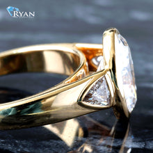 Load image into Gallery viewer, 2.88ctw Oval Bezel Set Solitaire with Trilliant Cut Diamond on High Polished Shoulders Wider Shank