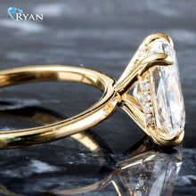 Load image into Gallery viewer, 3.10ctw Elongated Cushion Solitaire with Hidden Halo and High Polished Shoulders