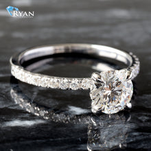 Load image into Gallery viewer, 1.29ctw Round Solitaire with Hidden Halo and Pave Shoulders