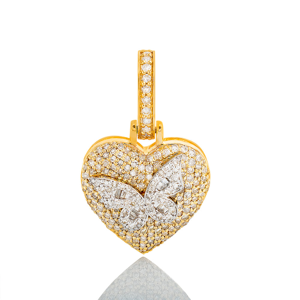 0.70ctw Diamond Heart with Baguette Butterfly