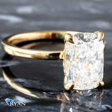Load image into Gallery viewer, 3.10ctw Elongated Cushion Solitaire with Hidden Halo and High Polished Shoulders