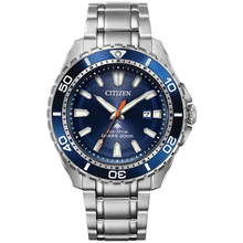 Load image into Gallery viewer, WATCH CITIZEN MEN'S ECO-DRIVE PROFESSIONAL DIVER'S 200M NAVY BLUE FACE AND BEZEL STAINLESS STEEL CASE AND BRACELET