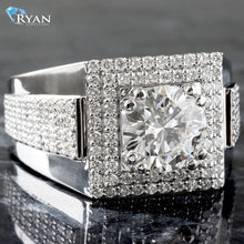 Load image into Gallery viewer, 4.46ctw Round Brilliant Solitaire Center with Double Square Halo Ring