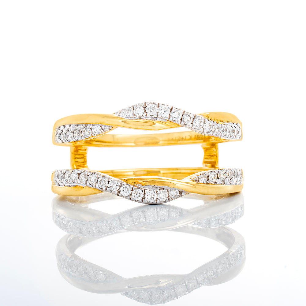 0.25ctw Two Row High Polished and Diamond Pave Overlapping Ring Jacket