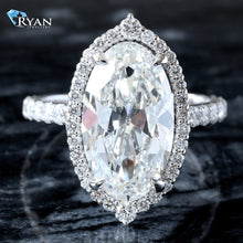 Load image into Gallery viewer, 5.97ctw Old European Moval Cut Solitaire with Halo and Pave Diamond Shoulders