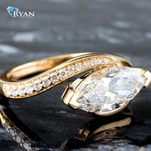 Load image into Gallery viewer, 2.13ctw Marquise Solitaire set East to West with Wave Shape Pave and High Polished Shoulders