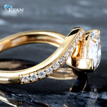 Load image into Gallery viewer, 2.13ctw Marquise Solitaire set East to West with Wave Shape Pave and High Polished Shoulders