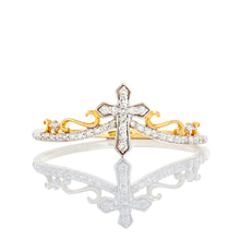 Load image into Gallery viewer, 0.09ctw Diamond Chevron Style Cross ring with Filigree Design
