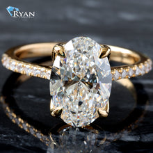 Load image into Gallery viewer, 3.18ctw Oval Solitaire with Floral Basket and Pave Diamond Shoulders