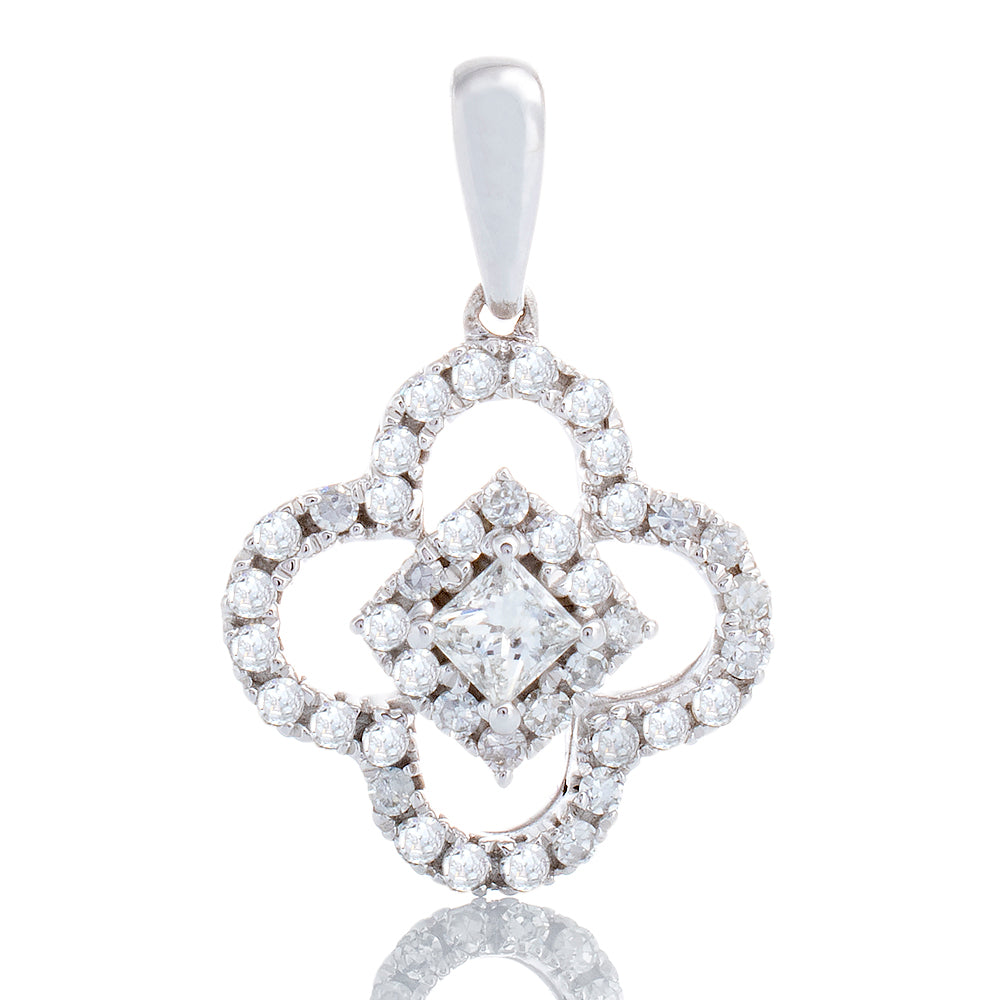 PENDANT GW 10K 0.25CTW PRINCESS SOLITAIRE CENTER WITH HALO SET IN