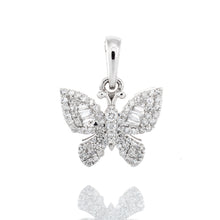 Load image into Gallery viewer, 0.33ctw Butterfly Pendant with Baguette Diamond Pointed Wings
