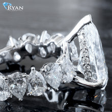Load image into Gallery viewer, 8.17ctw Pear Cut Center with Alternating  Pear Cut Shoulders 2/3 Eternity Ring
