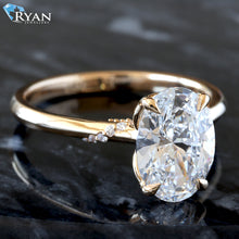 Load image into Gallery viewer, 2.08ctw Oval Solitaire with Dainty Wrap Flower Basket Diamond Design Ring
