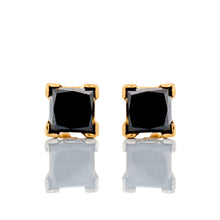 Load image into Gallery viewer, 1.40ctw Square Cut Black Diamond Set in V Corner
