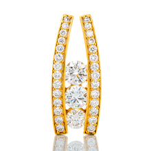 Load image into Gallery viewer, 1.50ctw Three Stone Tension Set with Pave Bars Journey Pendant
