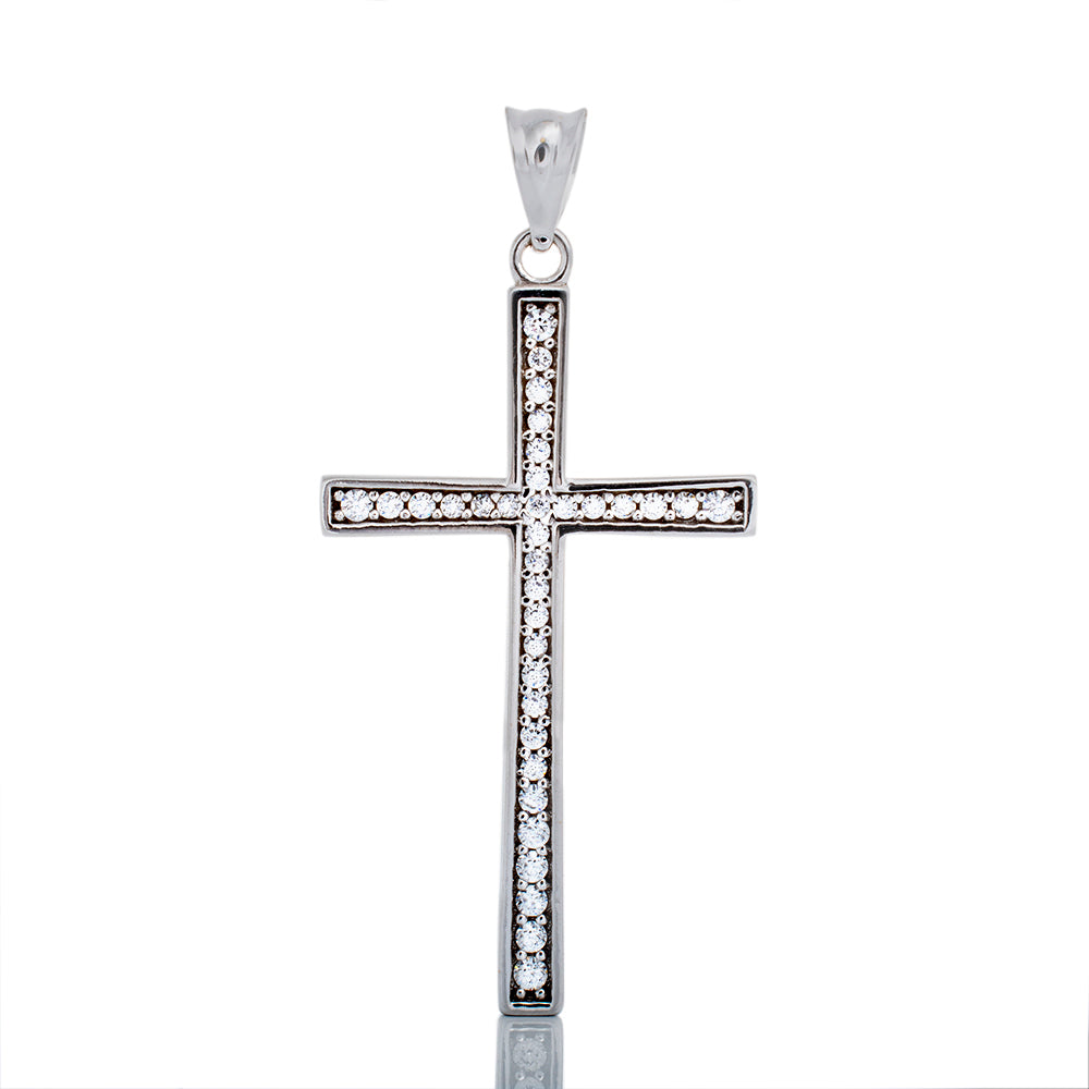 Cross with Pave Channel Set CZ Center