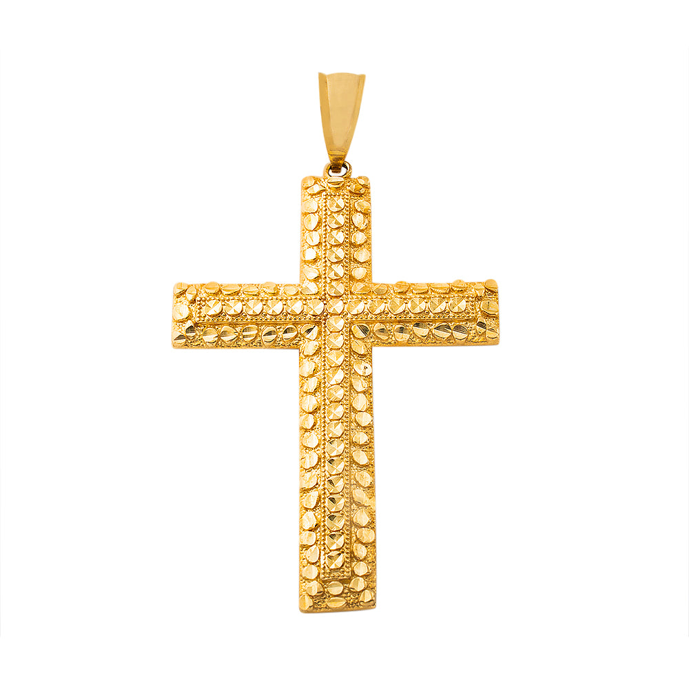 Large Cross with Diamond Cut and Beaded Accents