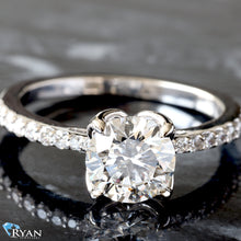 Load image into Gallery viewer, 1.55ctw Round Solitaire with Tulip Prongs and Pave Shoulders Ring
