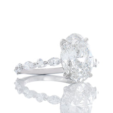 Load image into Gallery viewer, 3.81ctw Oval Cut Lab with Natural Round and Marquise Shoulders with Hidden Halo
