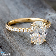 Load image into Gallery viewer, 2.43ctw Oval Lab Grown Solitaire With Pave Band and Hidden Halo
