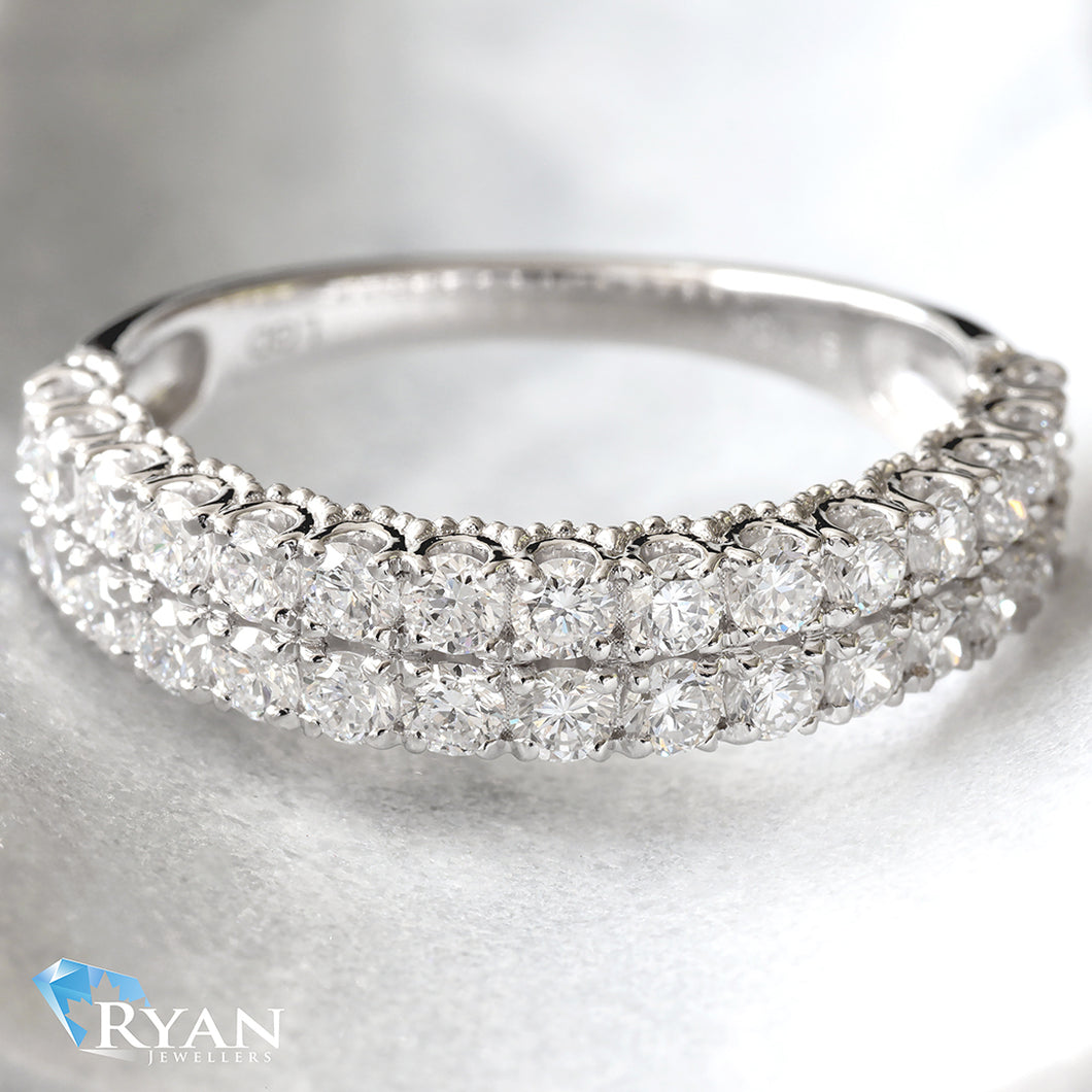 1.00ctw Two Row Diamond Beaded Scallop Setting Band