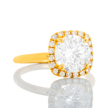 Load image into Gallery viewer, 2.26ctw Round Solitaire with Earth Mined Halo Pave Cushion Ring
