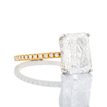 Load image into Gallery viewer, 2.33ctw Radiant Solitaire Dainty Diamond Pave Shoulders with Hidden Diamond Halo
