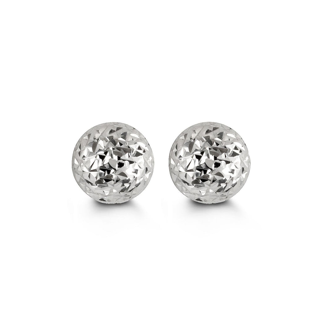 8mm Cosmo Ball Stud Earrings in White Gold